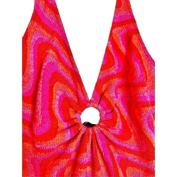 Zara Y2K hippie swirl pattern orange and pink bodysuit sz m - Picture 4 of 7
